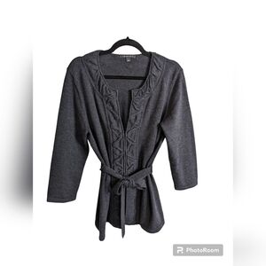 Classiques Entier Atelier gray belted merino wool cardigan sz L
